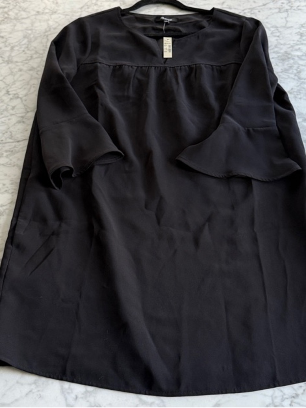 NWT Madewell Black Ruffle-Sleeve Dress
